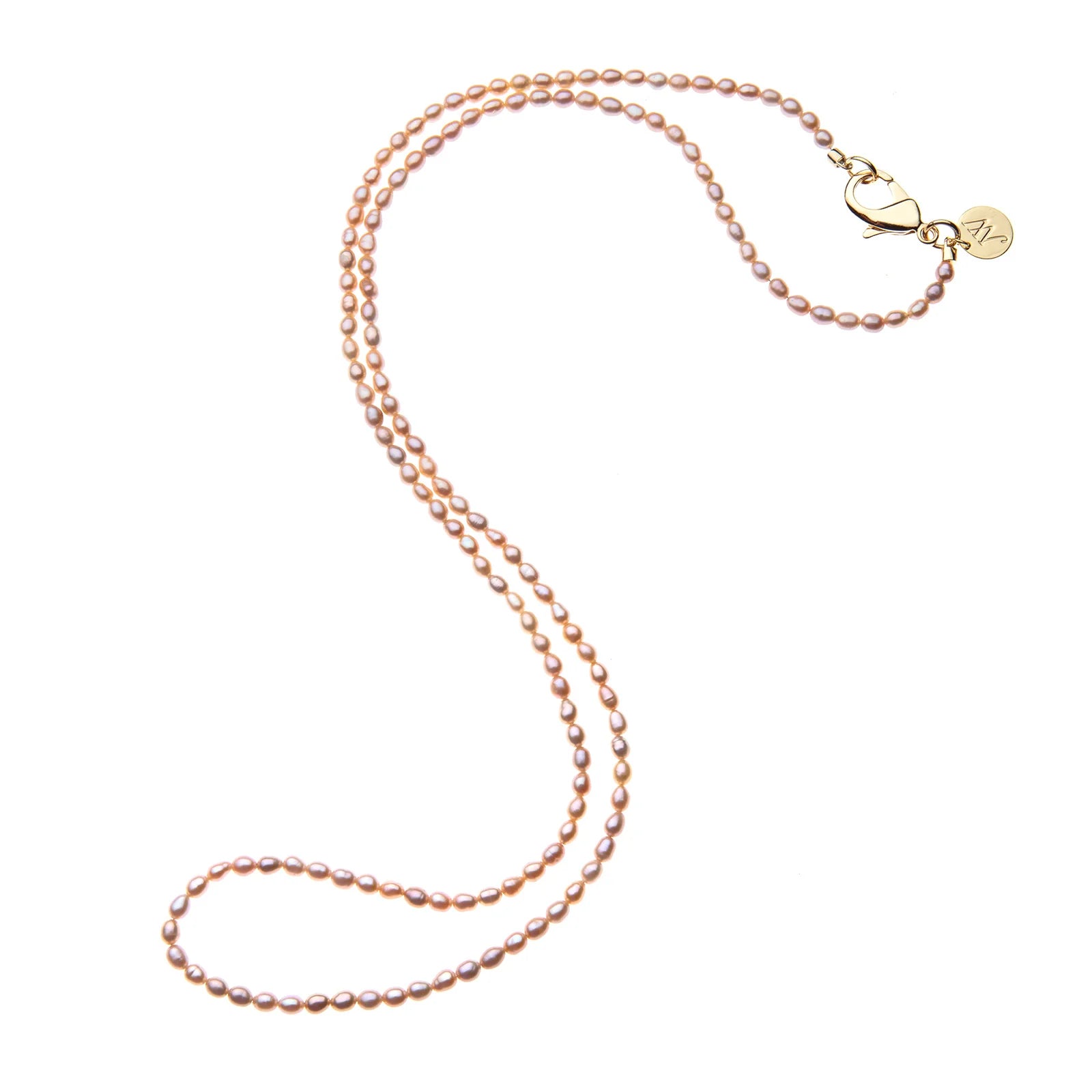 Double Wrap Rice Pearl Necklace Pink Necklaces Jane Win 