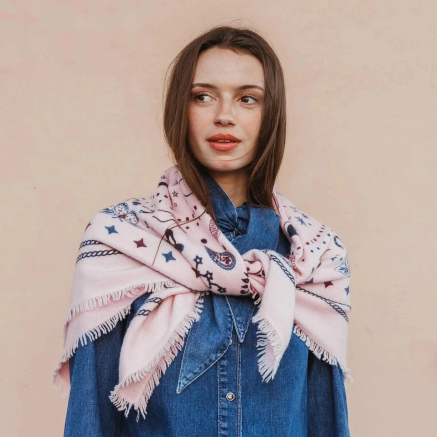 Cosmic Rodeo Bandana Wrap Pink/Burgundy/Navy Scarves Freya 