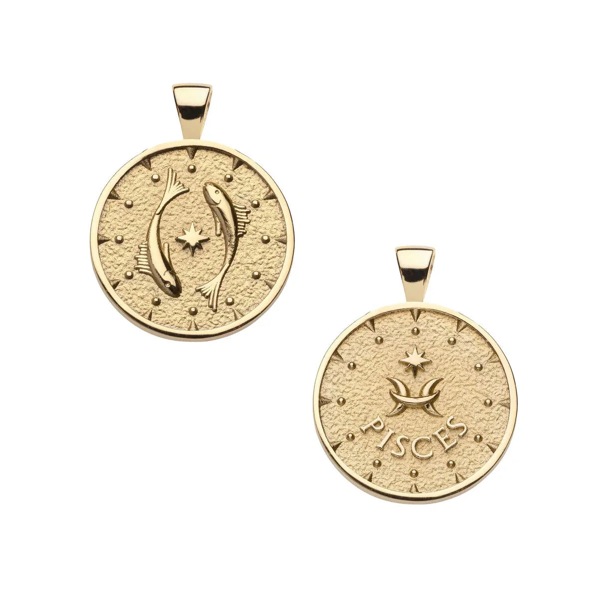 Pisces Zodiac Pendant Coin Feb 19-Mar 20 18" Drawn Link Necklaces Jane Win 