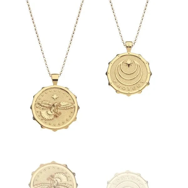 Protect Eagle Original Pendant Coin 16-18&quot; Classic Rolo Necklaces Jane Win 
