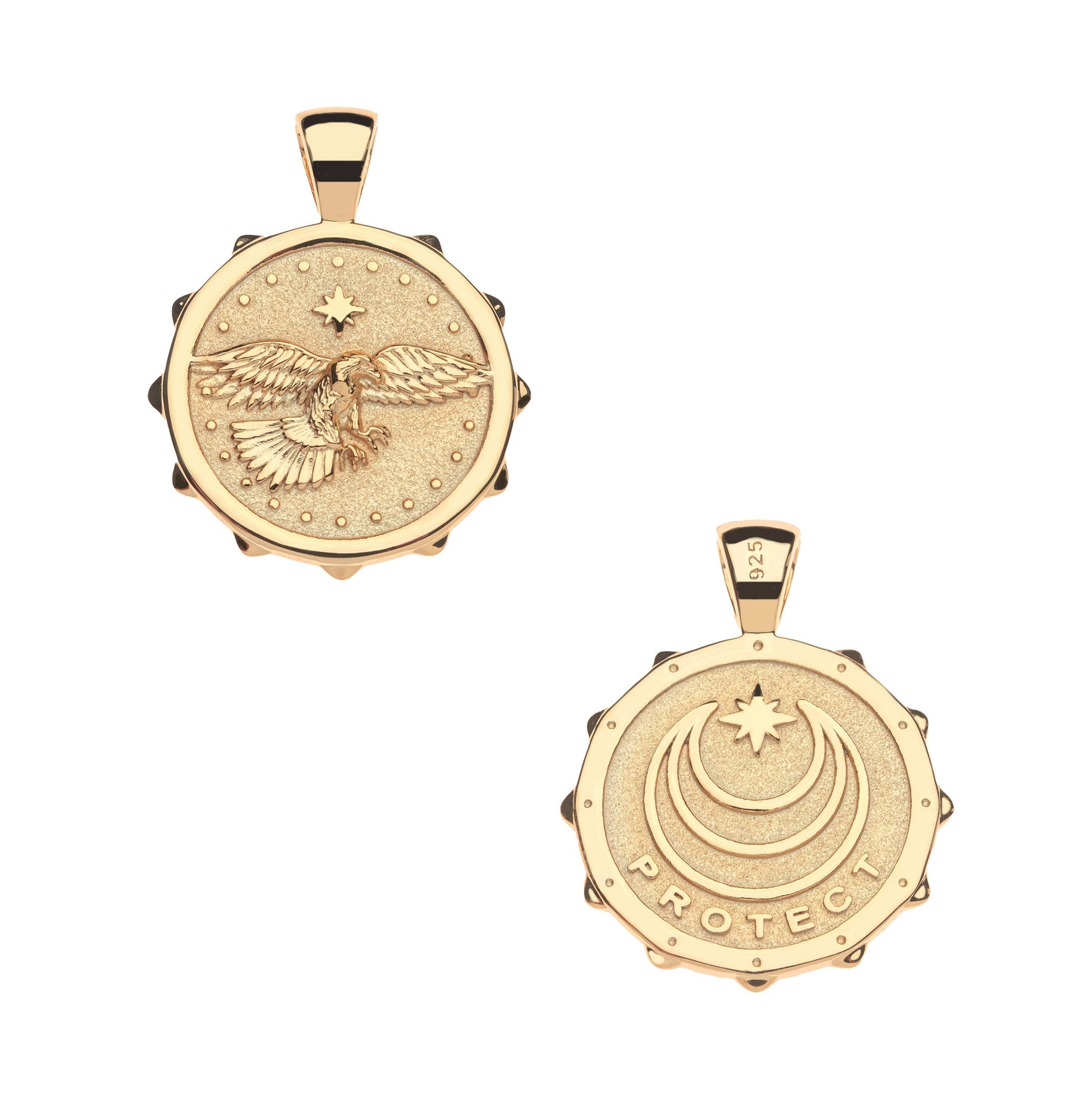 Protect Eagle Small Pendant Coin 16-18" Classic Rolo Necklaces Jane Win 