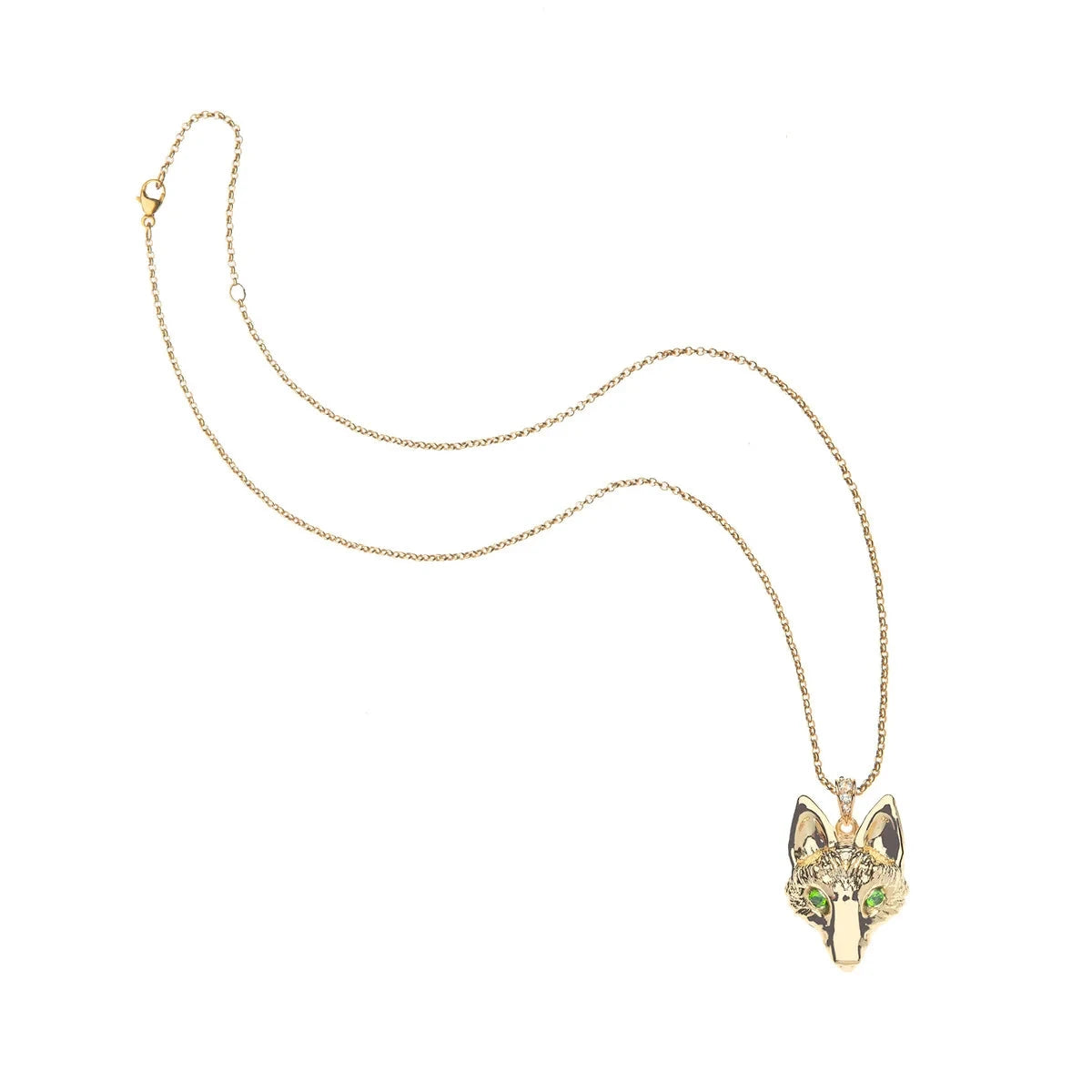 Protect Fox Head Charm Pendant 16-18" Classic Rolo Chain Necklaces Jane Win 