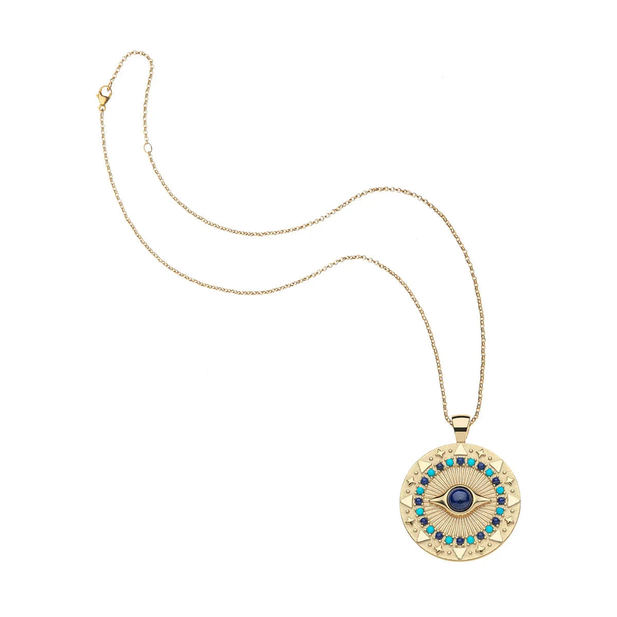 Protect Gleaming Eye Pendant 16-18" Classic Rolo Celestial Blue Necklaces Jane Win 