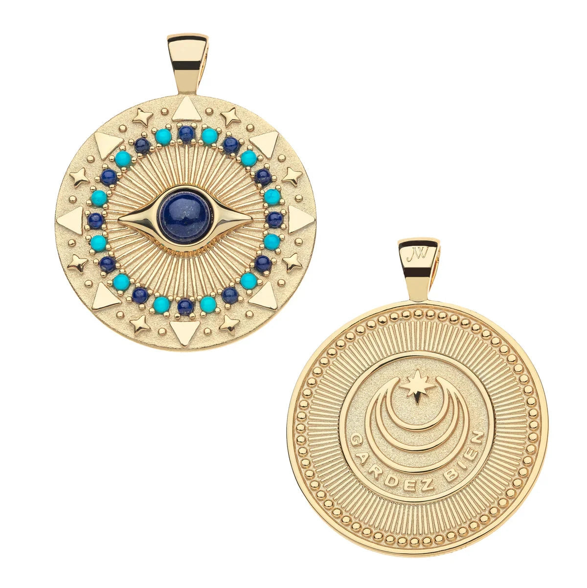 Protect Gleaming Eye Pendant 16-18" Classic Rolo Celestial Blue Necklaces Jane Win 