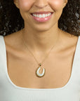 Feeling Lucky Mother of Pearl Horseshoe Pendant 16-18" Classic Rolo Necklaces Jane Win 