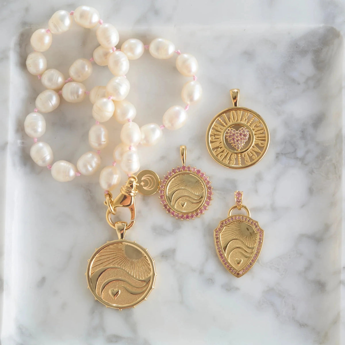 Love Courage Strength Petite Embellished Coin 16-18" Classic Rolo Necklaces Jane Win 