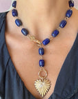 Chunky Lapis Lariat Necklace
