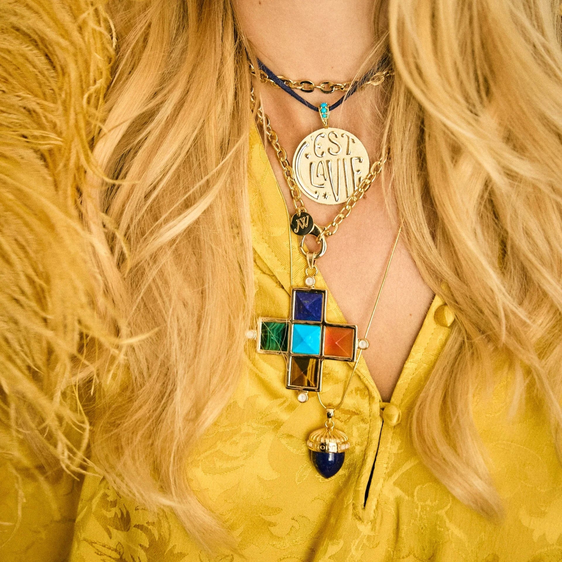 JW x LA VIE Hope Lapis Acorn Pendant Necklaces Jane Win 