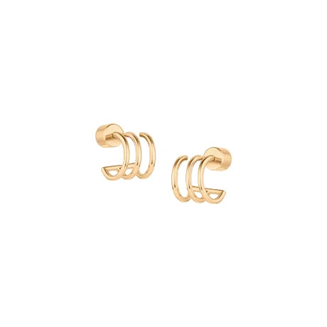 Pair of gold hoop earrings on a white background