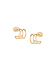 Pair of gold hoop earrings on a white background