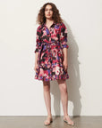 Cami Dress Floral Melange Cranberry Pink Dresses - Short Figue 