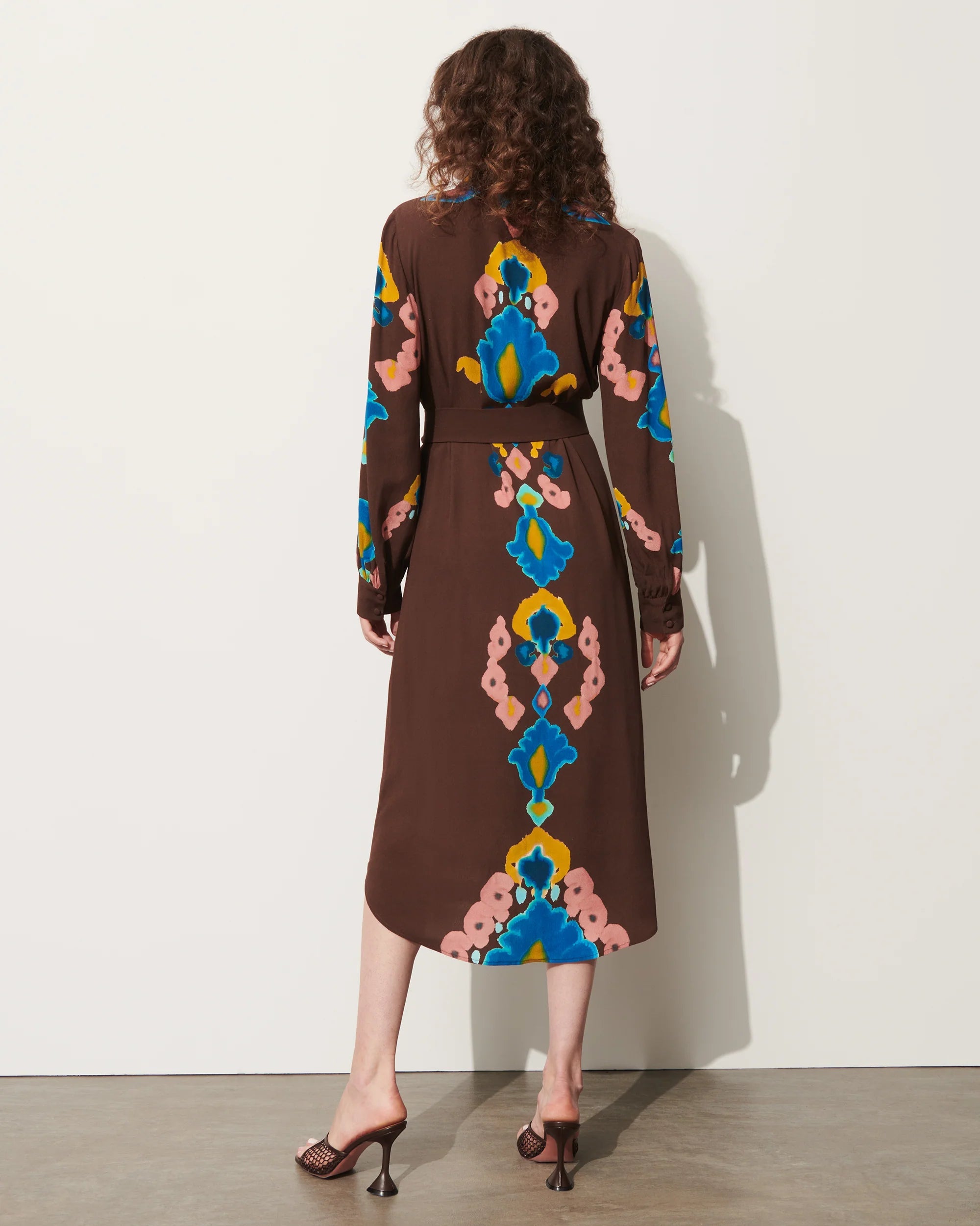 Loretta Dress Inkblot Irate Espresso Brown Dresses - Midi Figue 