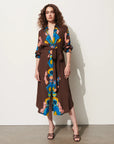 Loretta Dress Inkblot Irate Espresso Brown Dresses - Midi Figue 