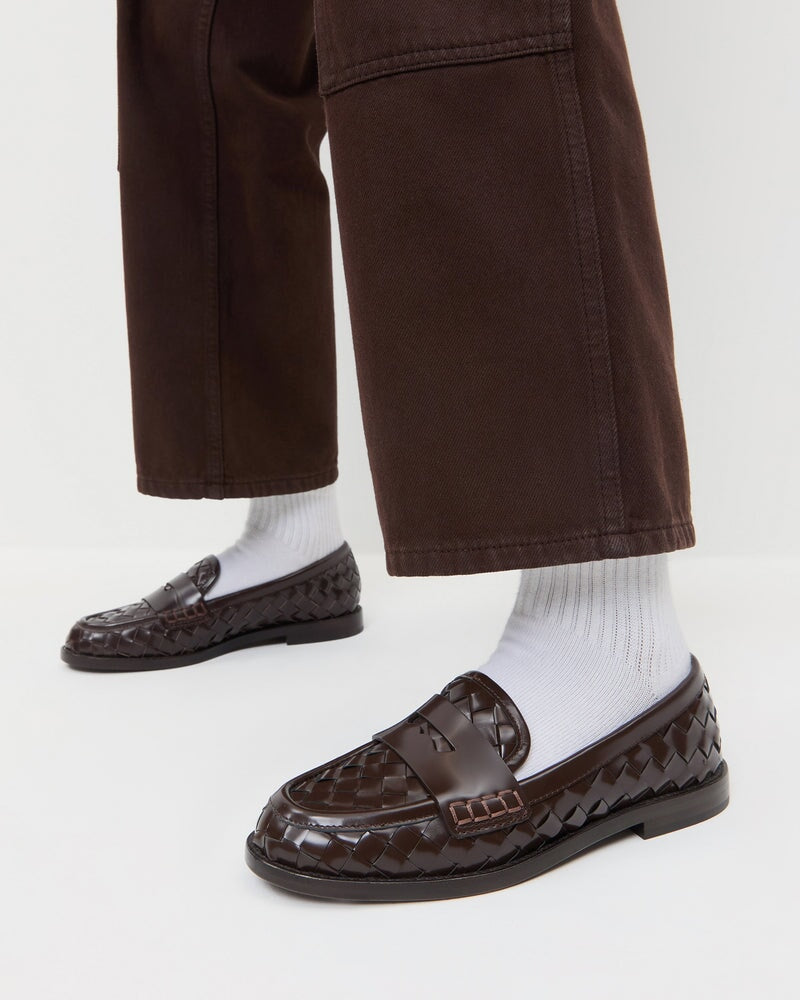 Rachel Woven Leather Loafer Espresso Flats - Loafer Loeffler Randall 