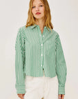 Ramy Shirt Emerald Stripe Tops - Button Down Rails 