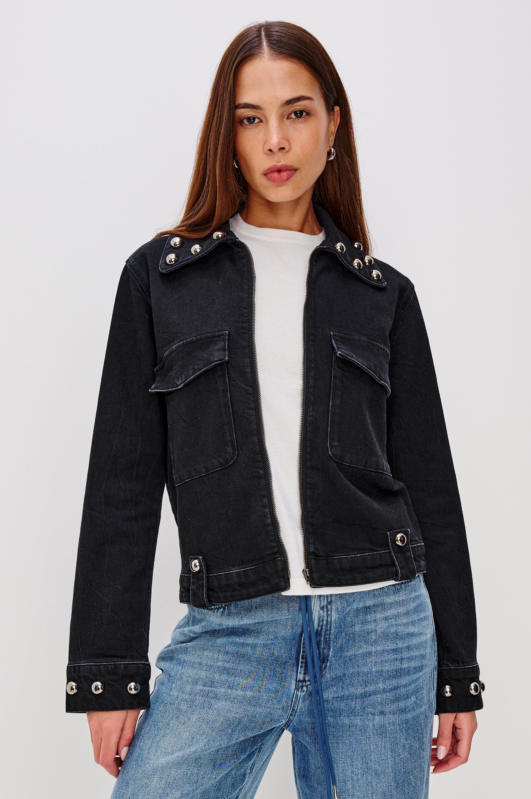 Roxbury Jacket Black Stone Studded Jackets - Denim Rails 