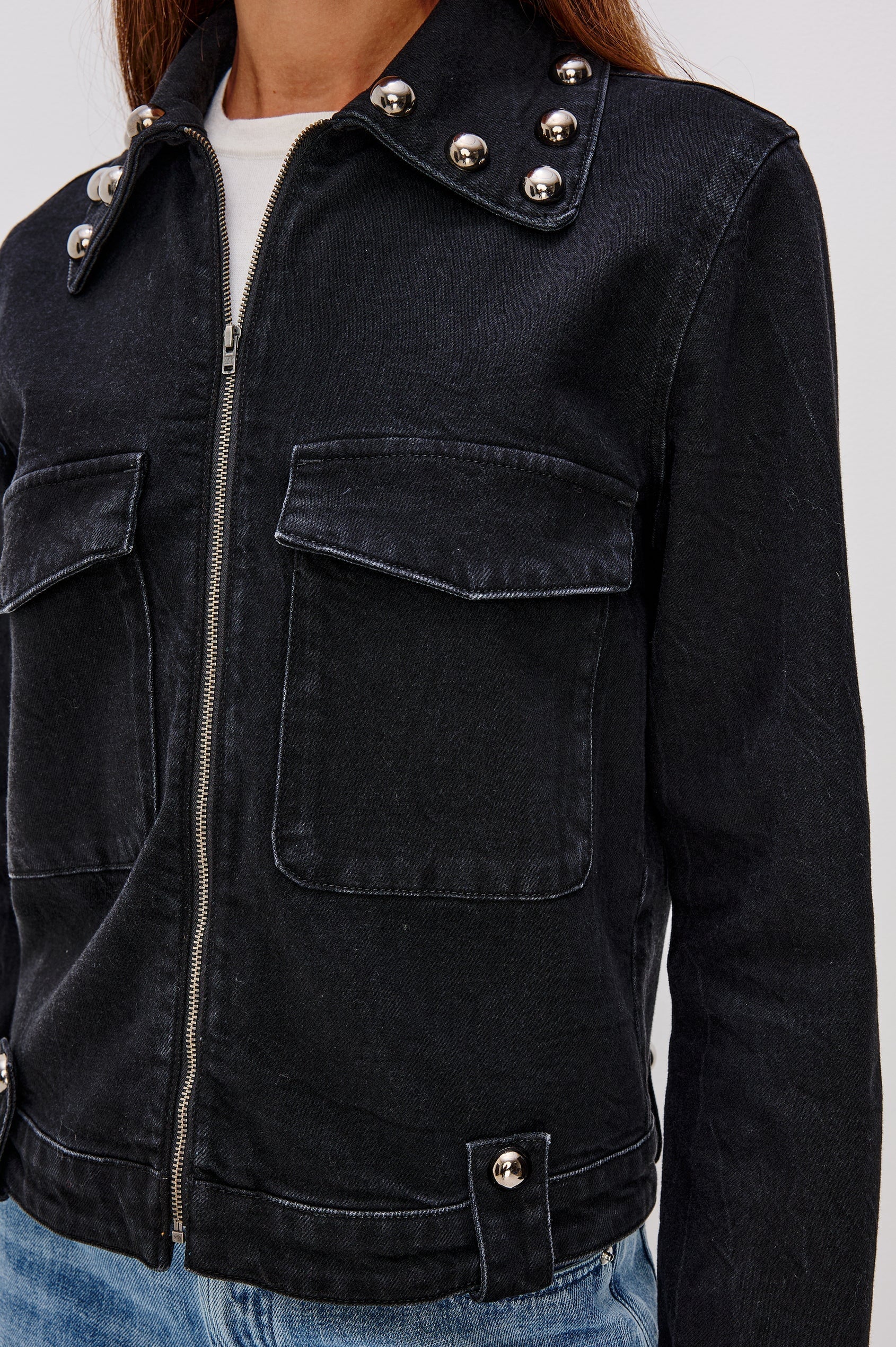 Roxbury Jacket Black Stone Studded Jackets - Denim Rails 