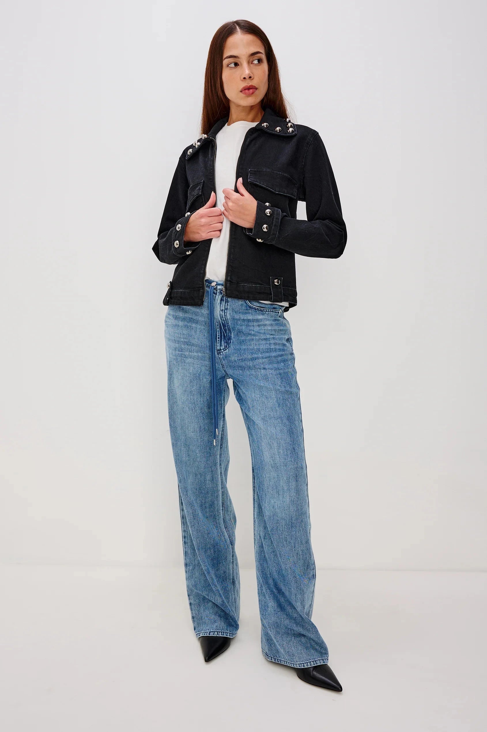 Roxbury Jacket Black Stone Studded Jackets - Denim Rails 