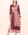 Herminia Dress Chocolate Geo Stripe Dresses - Midi Misa 