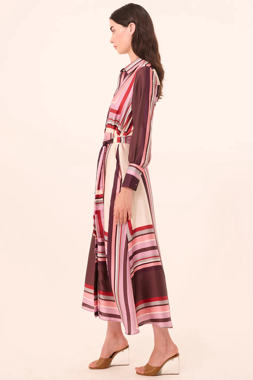 Herminia Dress Chocolate Geo Stripe Dresses - Midi Misa 