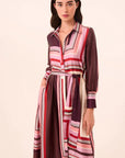 Herminia Dress Chocolate Geo Stripe Dresses - Midi Misa 