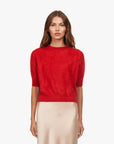 Brushed Elbow Sleeve Boxy Crew Red Alert Sweater - Crewneck Autumn Cashmere 