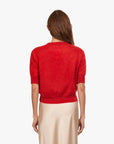 Brushed Elbow Sleeve Boxy Crew Red Alert Sweater - Crewneck Autumn Cashmere 