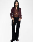 Veryn Crinkled Leather Blazer Burgundy Jackets - Blazers Zadig & Voltaire 