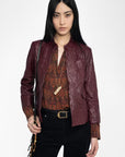 Veryn Crinkled Leather Blazer Burgundy Jackets - Blazers Zadig & Voltaire 