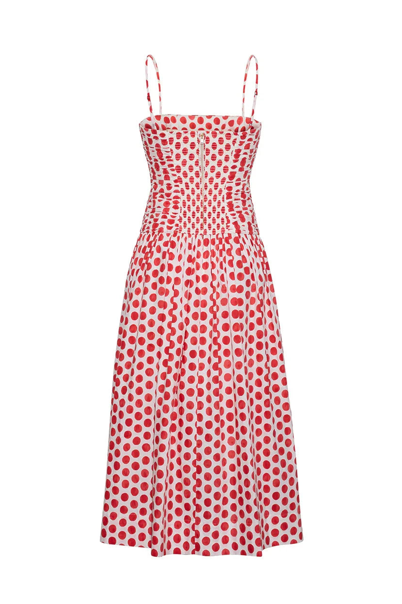 Rahi Midi Dress Celeste Spot Red Dresses - Midi Cara Cara 