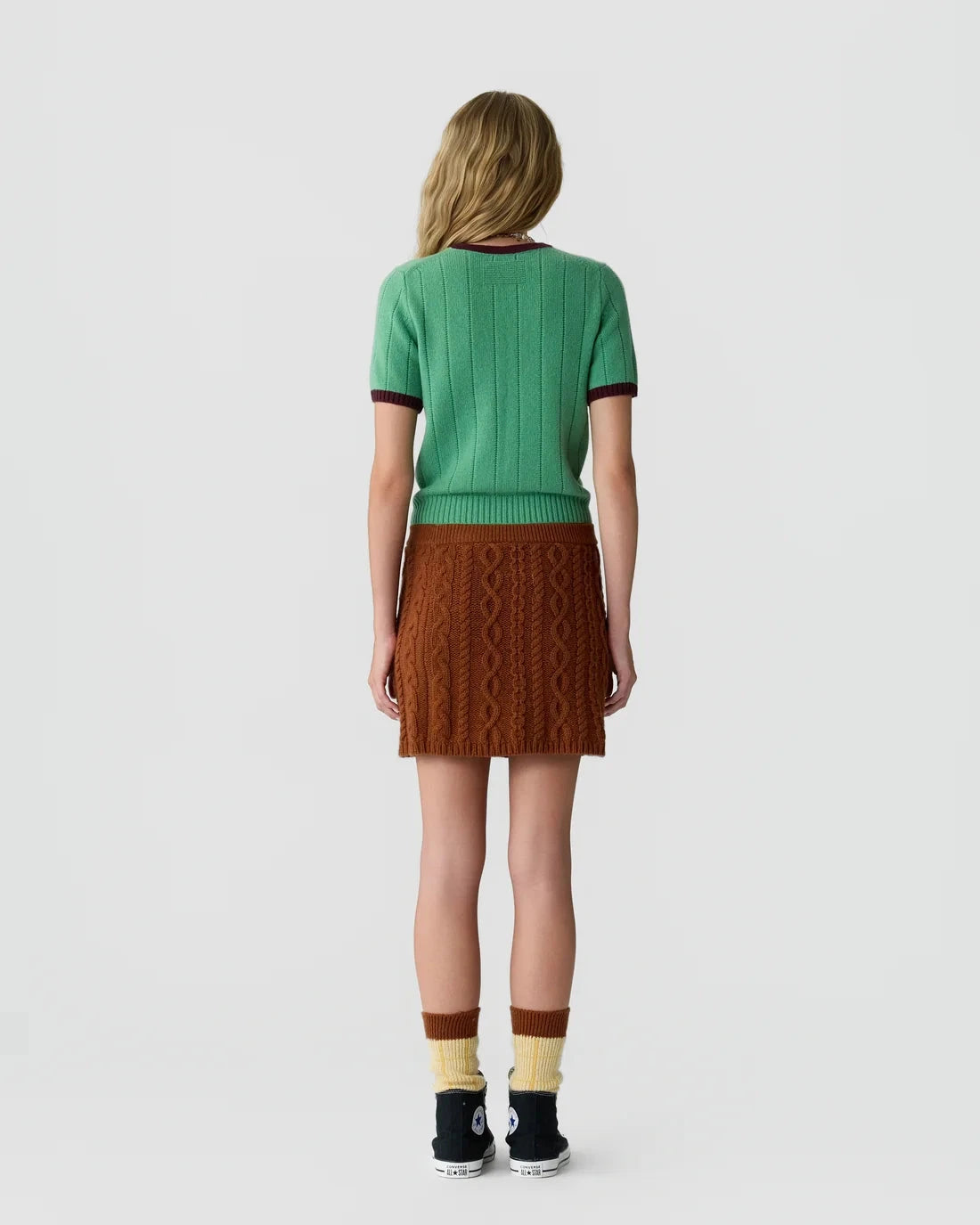Rib Ringer Tee Highland/Fig Sweater - Crewneck Guest in Residence 