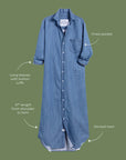 Rory Maxi Shirtdress Vintage Stonewashed Indigo