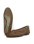 Rosalie Woven Leather Cognac Flats - Ballet French Sole 