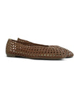 Rosalie Woven Leather Cognac Flats - Ballet French Sole 