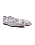 Rosalie Woven Leather Silver Flats - Ballet French Sole 