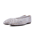 Rosalie Woven Leather Silver Flats - Ballet French Sole 