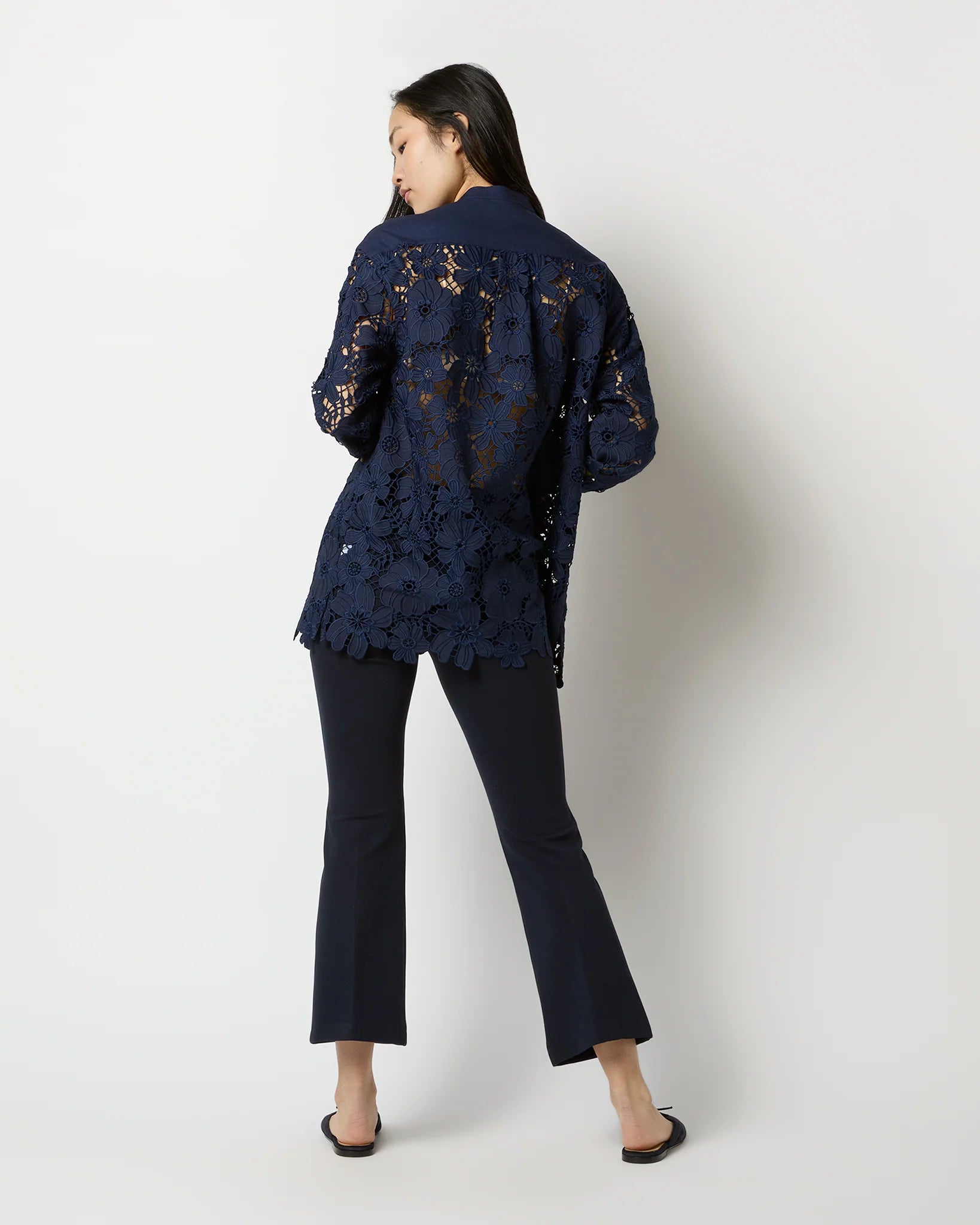 Josephine Bib Tunic Navy Floral Lace Top - Blouses Ann Mashburn 