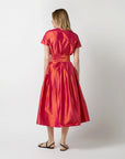 Classic Shirtwaist Dress Tomato Iridescent Silk