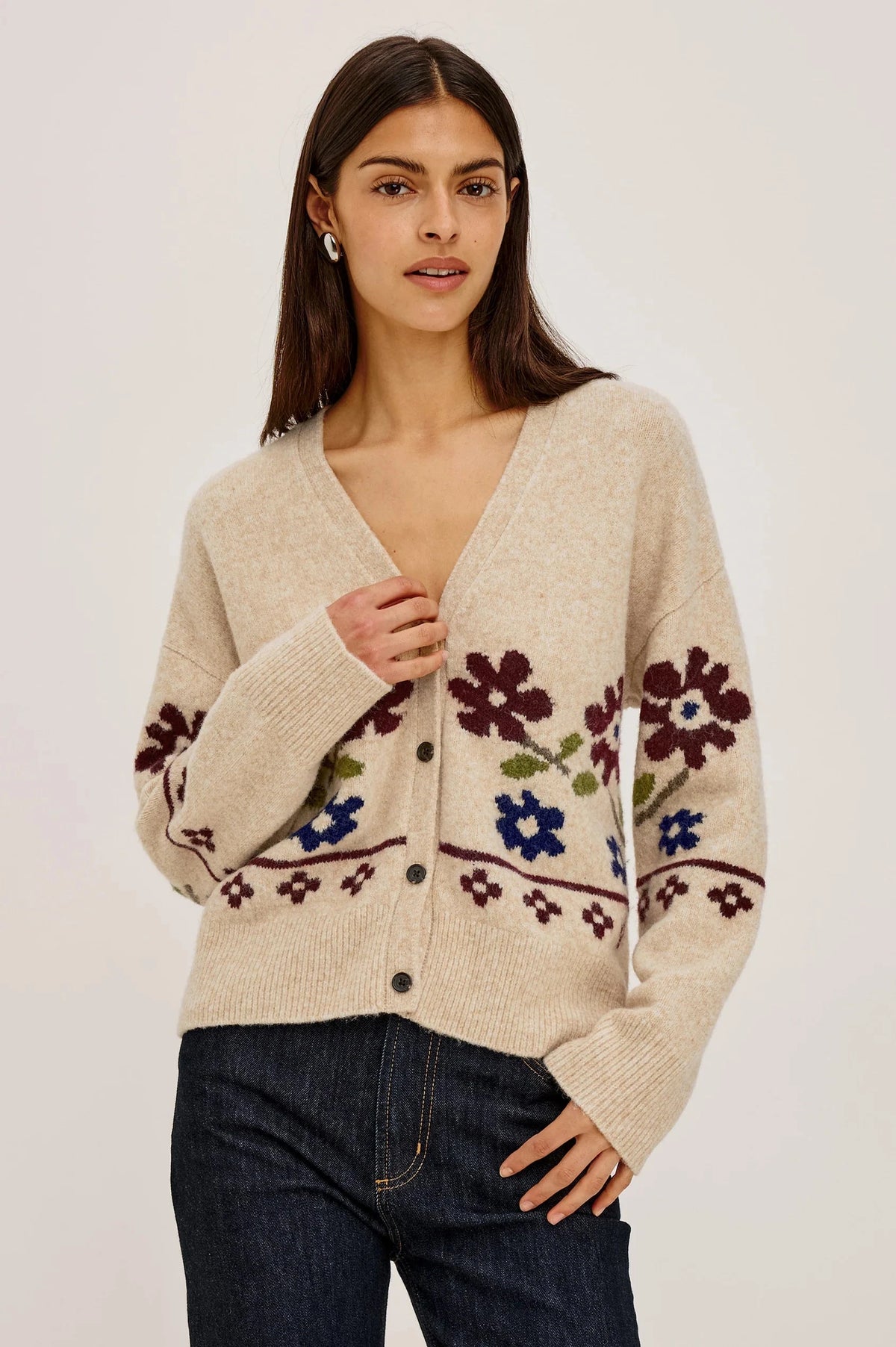 Saffron Oat Floral Sweater - Cardigans Rails 