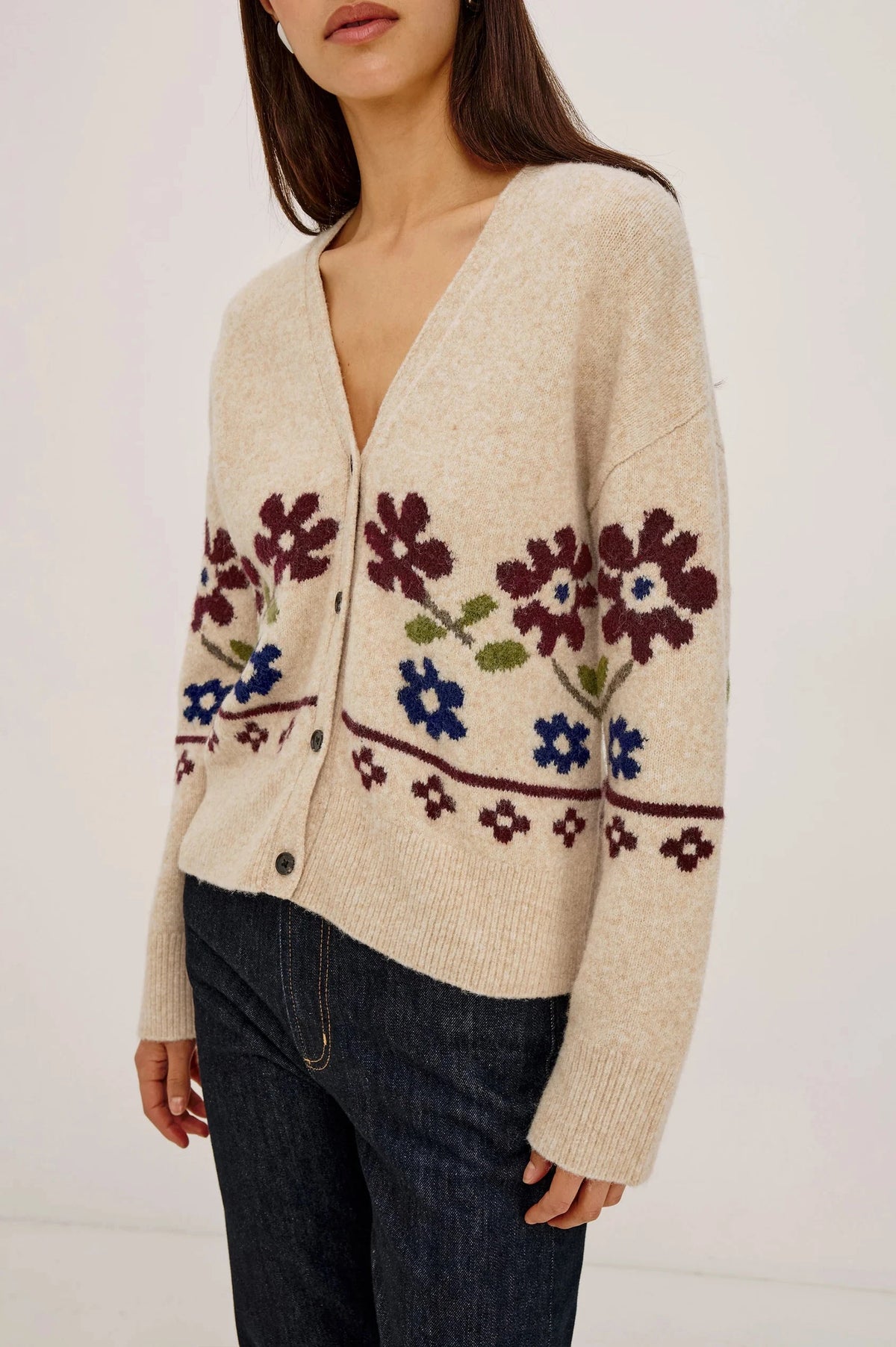 Saffron Oat Floral Sweater - Cardigans Rails 