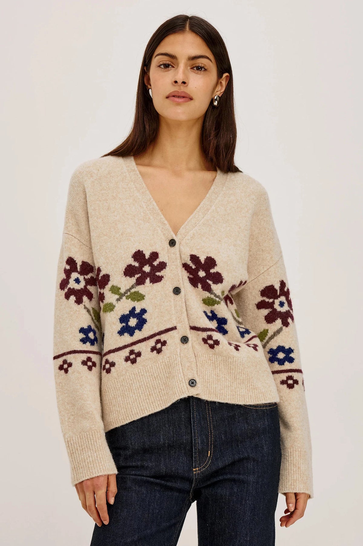 Saffron Oat Floral Sweater - Cardigans Rails 