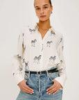 Saige Shirt Ivory Zebra Tops - Button Down Rails 