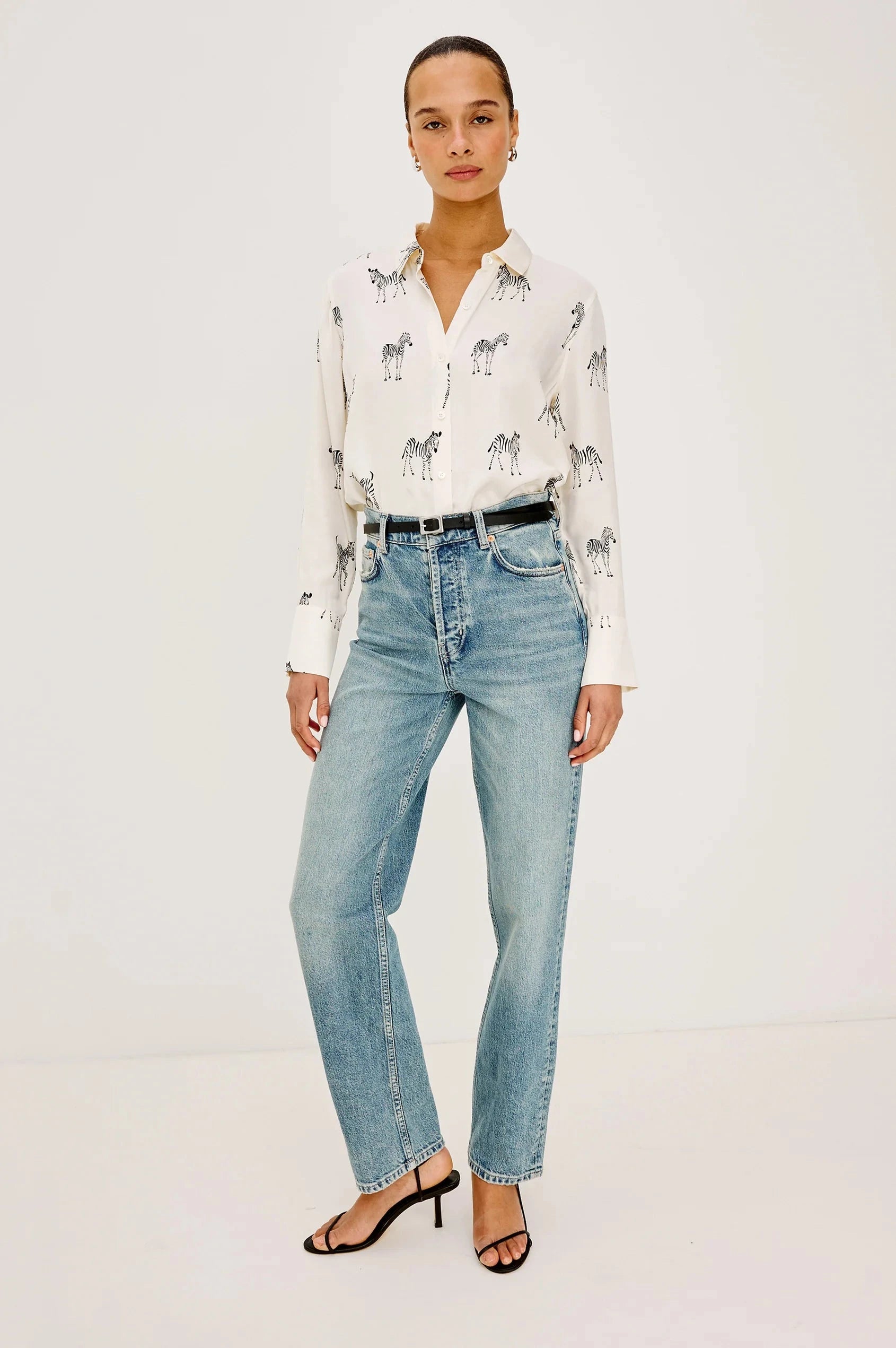 Saige Shirt Ivory Zebra Tops - Button Down Rails 