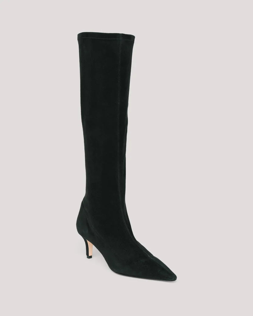 Jade Stretch Suede Boot Black