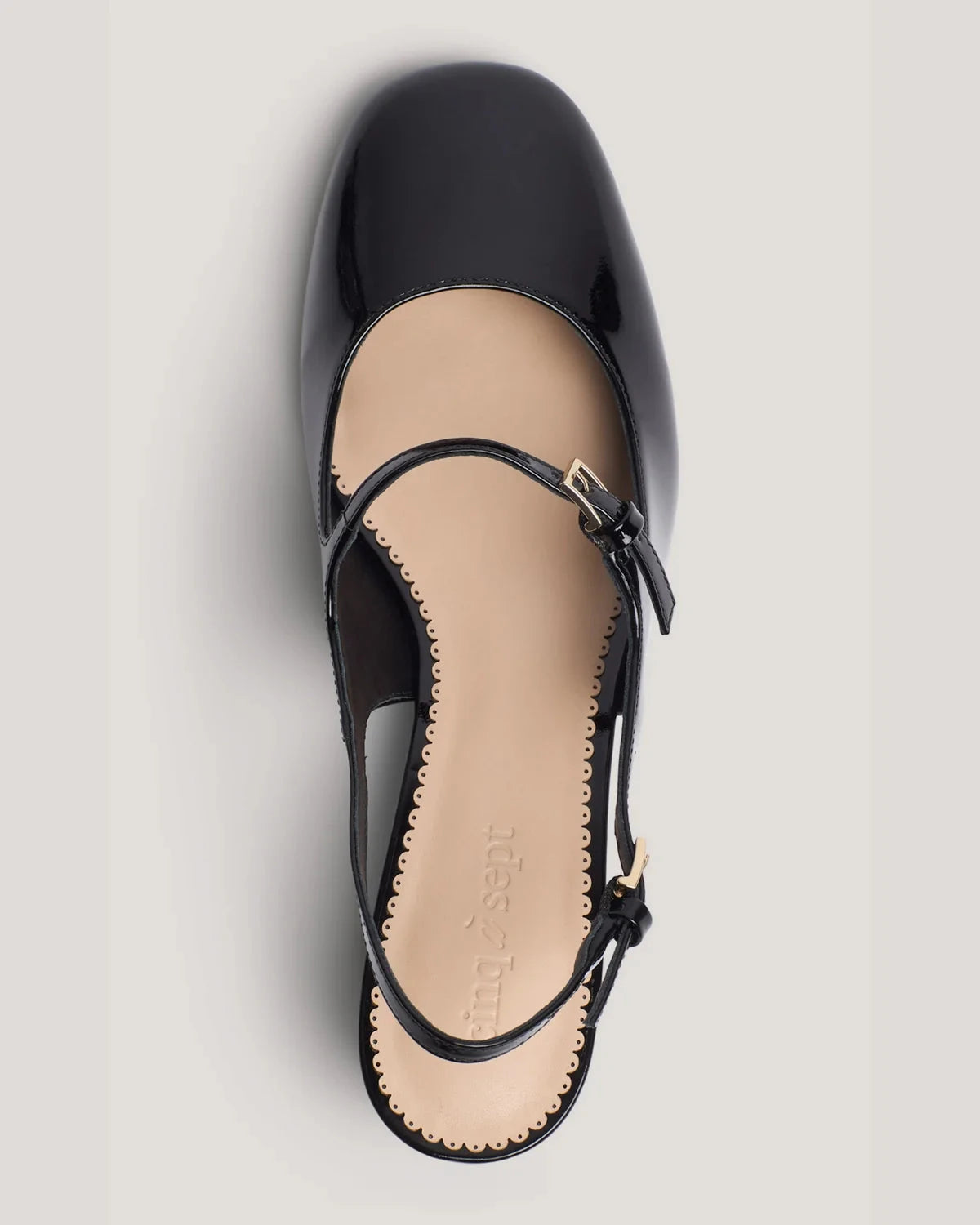 Diana Patent Sling Back Black Pumps - Low Cinq A Sept 