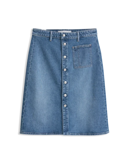 Shannon Classic Denim Skirt Medium Wash Skirts - Midi Frank & Eileen 