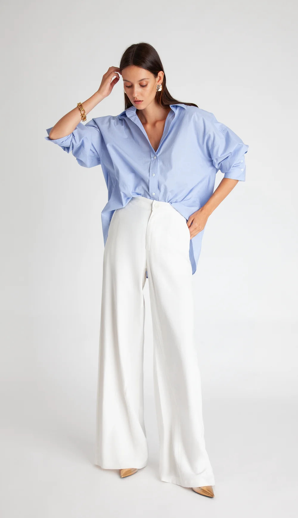 Frankie Oversized Menswear Shirt Light Blue