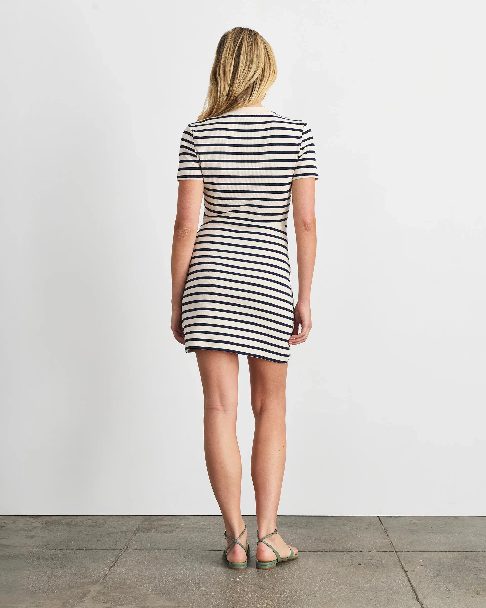 Cody Short Sleeve Short Dress Black/Cream Stripe Dresses - Short Tanya Taylor 
