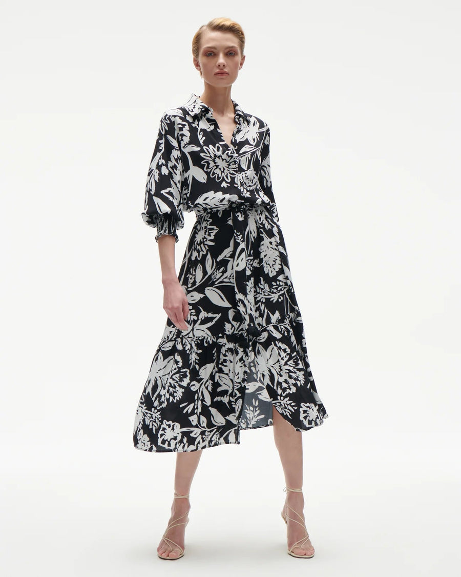 Indiana Dress Porcelain Floral Black