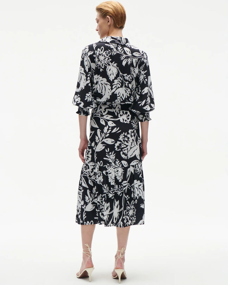 Indiana Dress Porcelain Floral Black Dresses - Midi Figue 